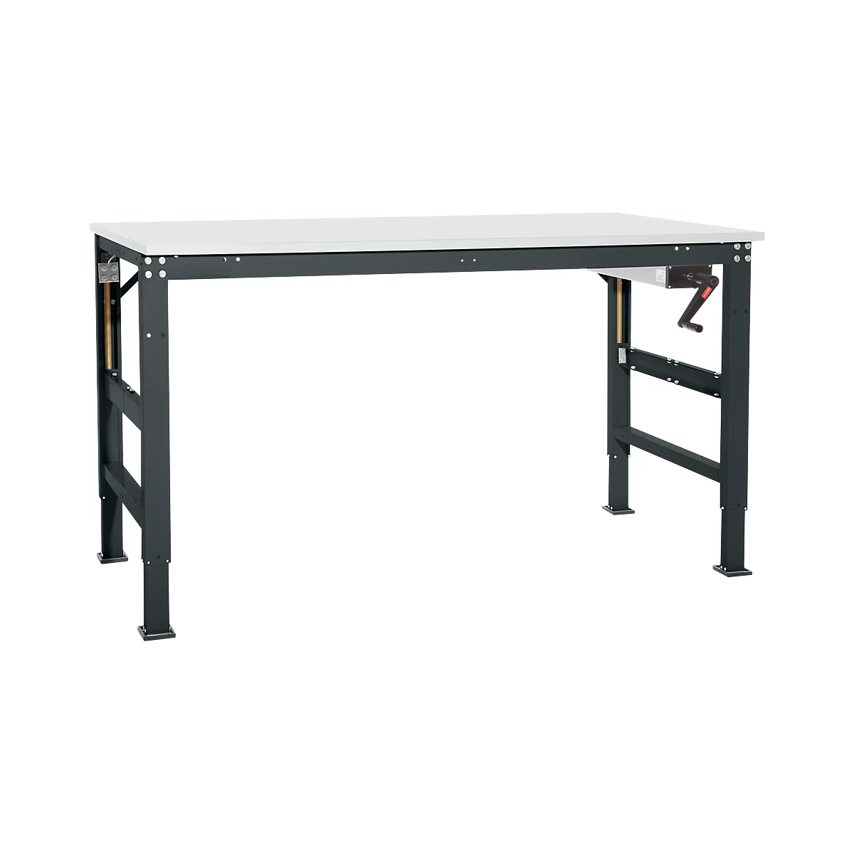 Table de travail Ergo K, avec manivelle, 1750 x 800 mm, Plateau de table coloris PVC, anthracite