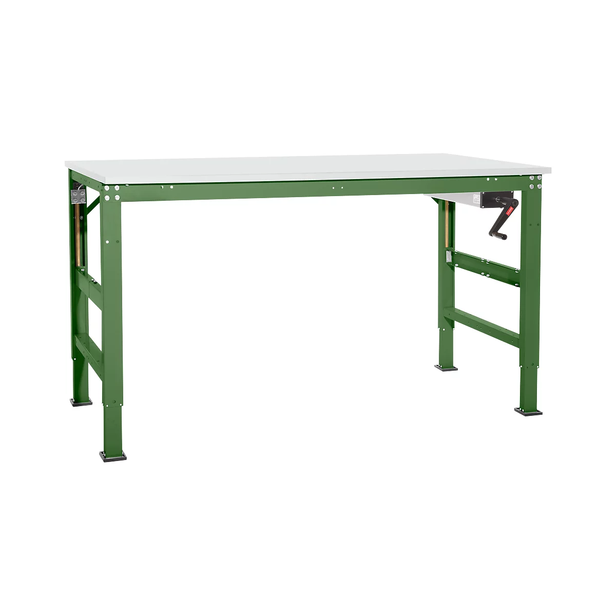 Table de travail Ergo K, avec manivelle, 1750 x 800 mm, Plateau de table coloris PVC, vert réséda