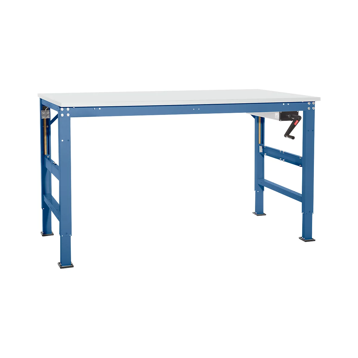 Table de travail Ergo K, avec manivelle, 1750 x 800 mm, plateau mélaminé, bleu brillant