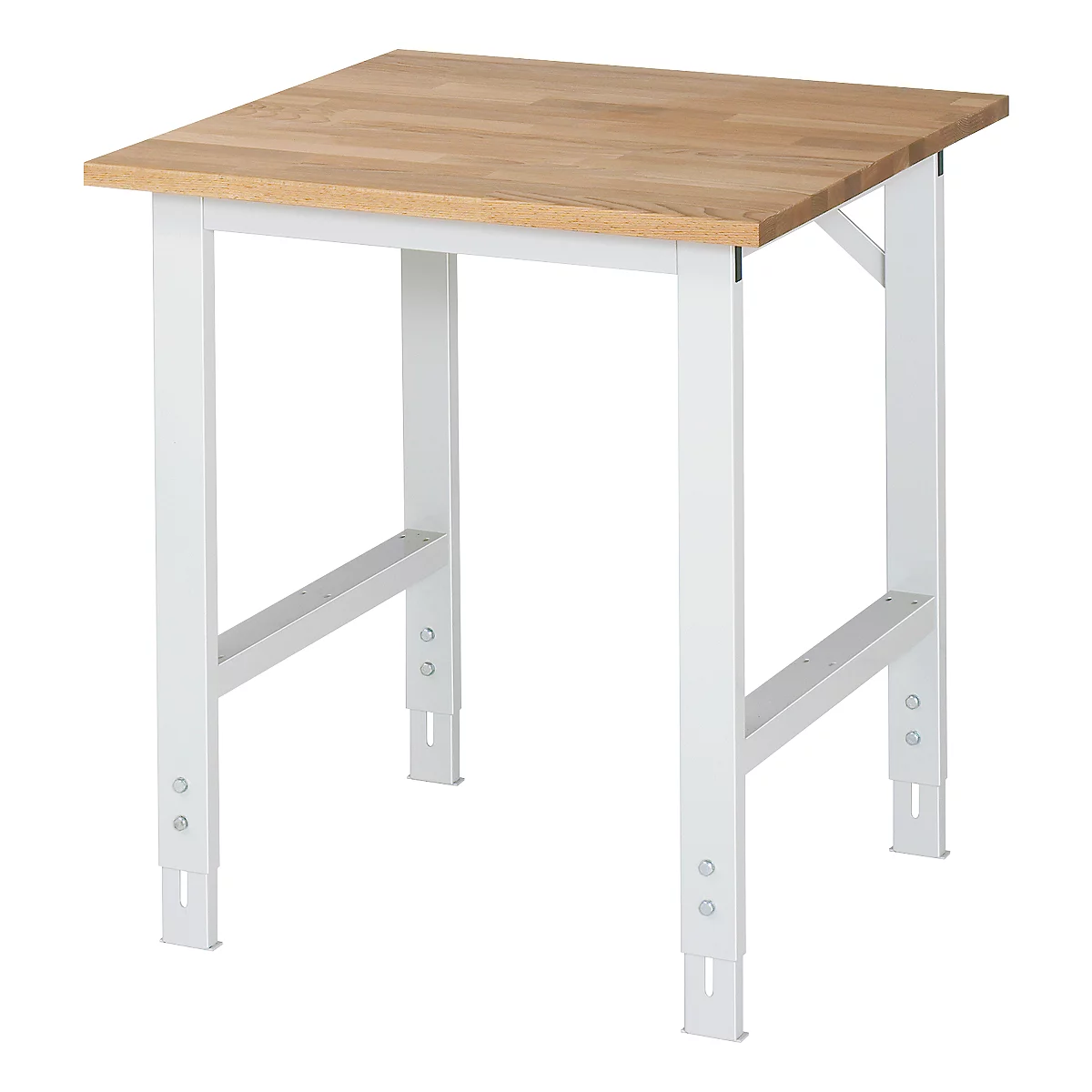 Table de travail RAU, plateau en hêtre, l. 750 x P 800 x H 760-1080 mm