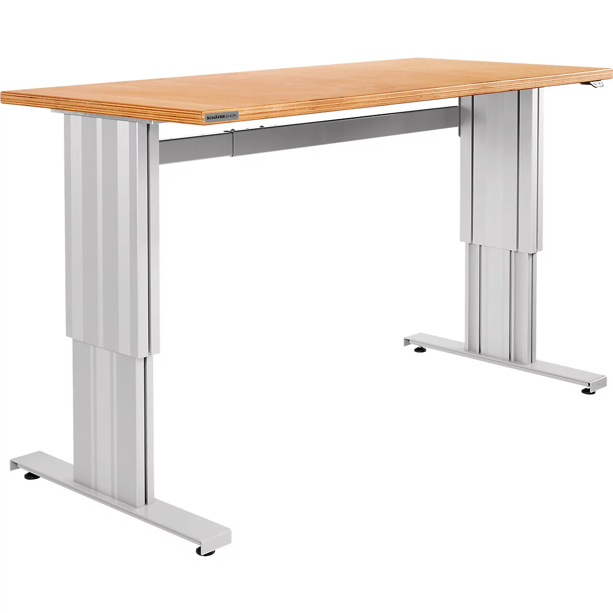 Table de travail Schäfer Shop Genius, réglable en hauteur électriquement, commande synchrone, capacité de charge 400 kg, L 1500 x P 700 x H 717-1117 mm 