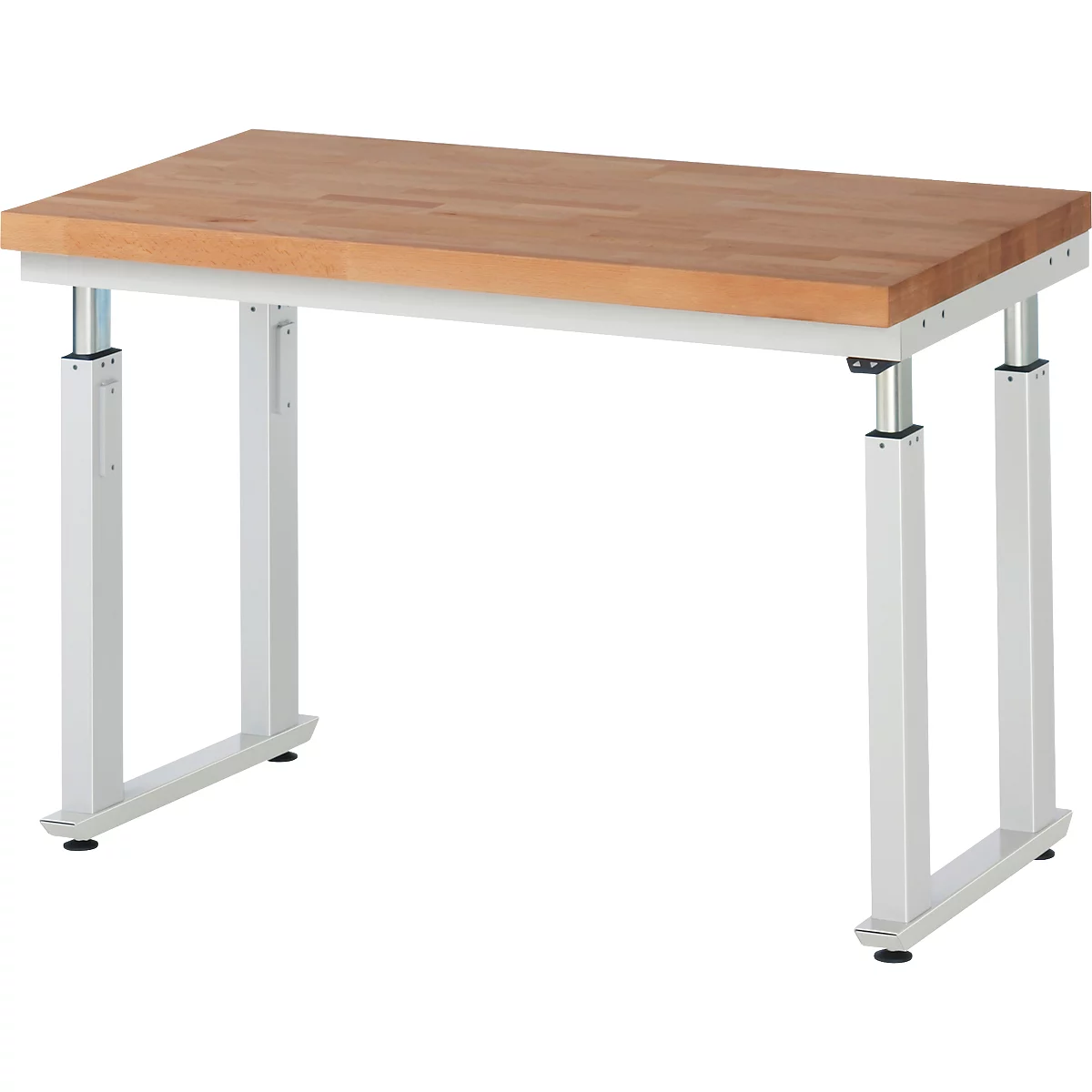 Table de travail série adlatus 600, 1250 x 900 x 740-1140 mm, plateau en hêtre massif