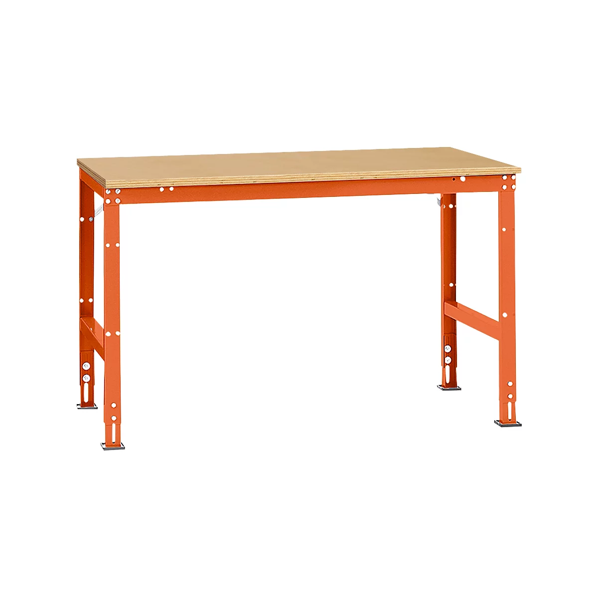 Table de travail UNIVERSAL Standard Manuflex, 1500 x 1000 mm, multiplex nature, orangé rouge