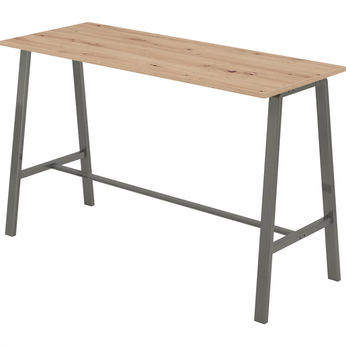 Table haute Meeting Point, rectangulaire, piétement en A, L 1750 x P 680 x H 1042 mm, chêne cendré/anthracite