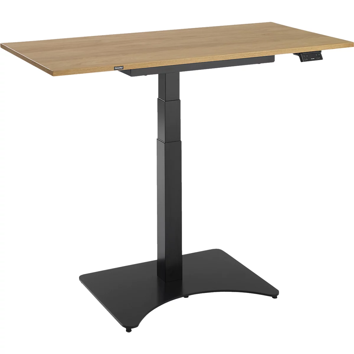 Table Home Office, réglable en hauteur électriquement, rectangulaire, L 1150 x P 550 x H 640-1100 mm piétement colonne, panneau de commande à mémoire, blanc/noir