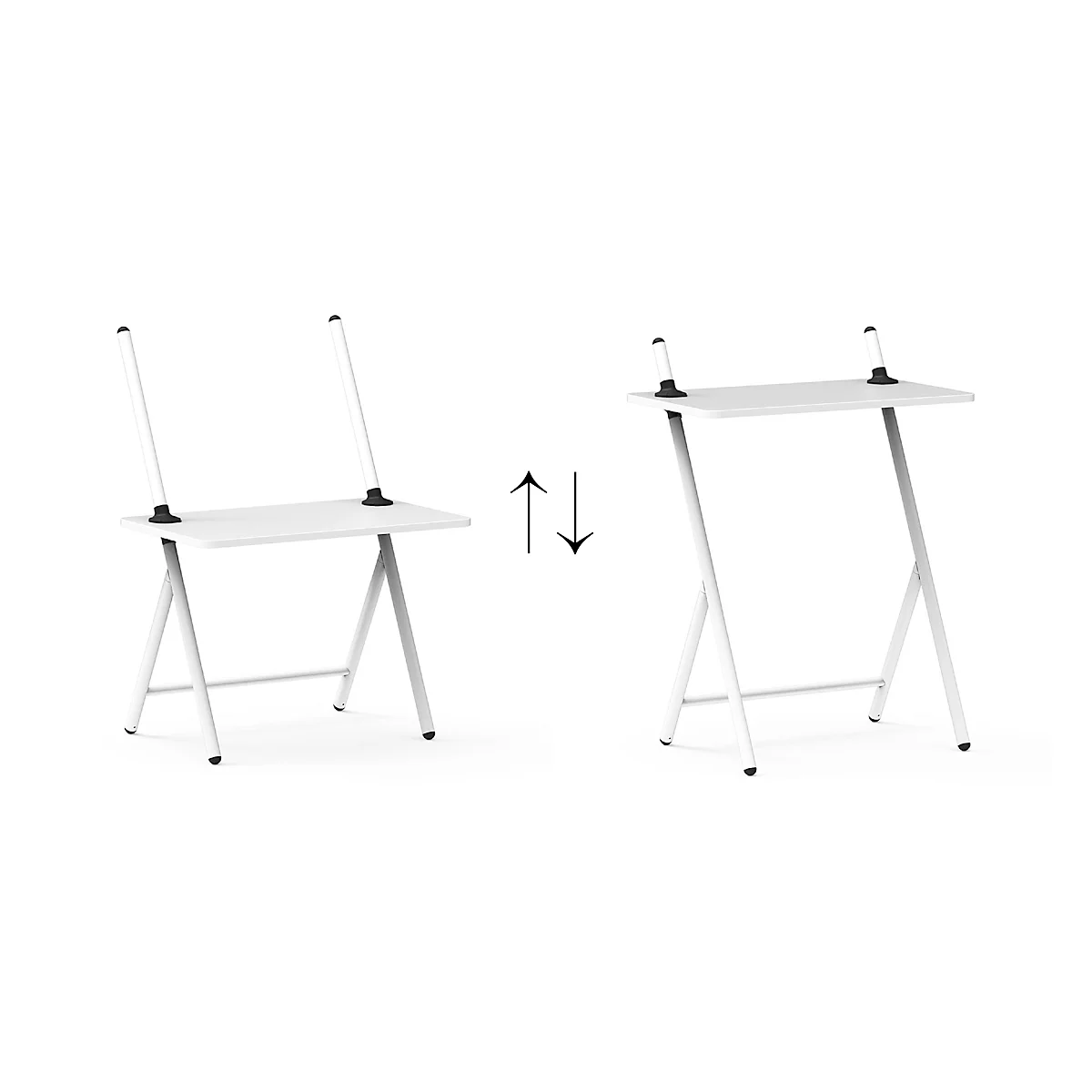 Table pour ordinateur portable scala, idéale pour le bureau à domicile, réglable en hauteur, pliable, piétement à 4 pieds, L 1000 x l 800 x H 1400 mm, blanc trafic RAL 9016/blanc