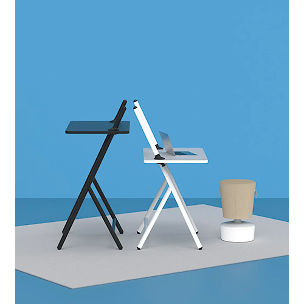 Table pour ordinateur portable scala, idéale pour le bureau à domicile, réglable en hauteur, pliable, piétement à 4 pieds, L 1000 x l 800 x H 1400 mm, noir graphite RAL 9011/noir