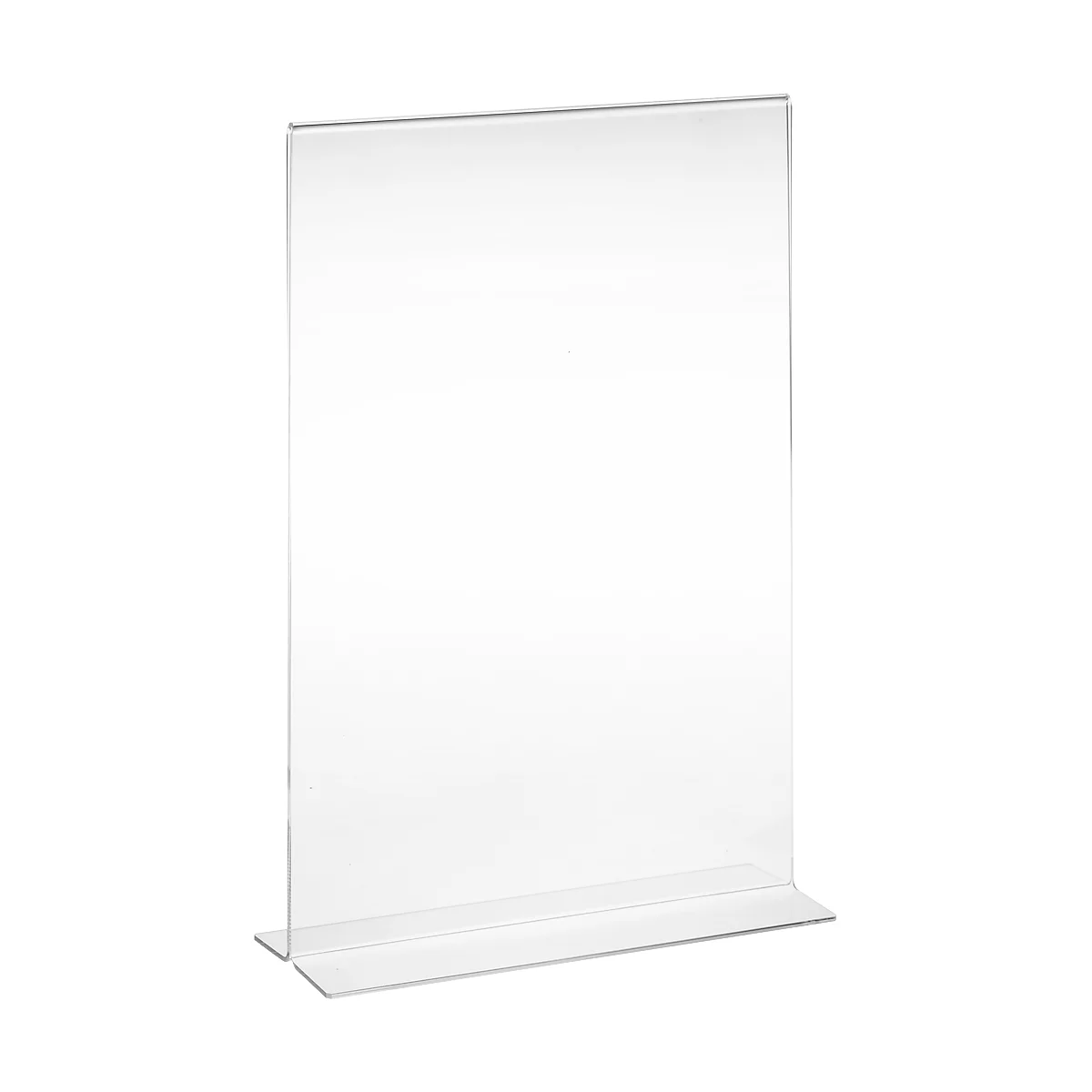 Transparent acrylic stand, display for presentations or signs.