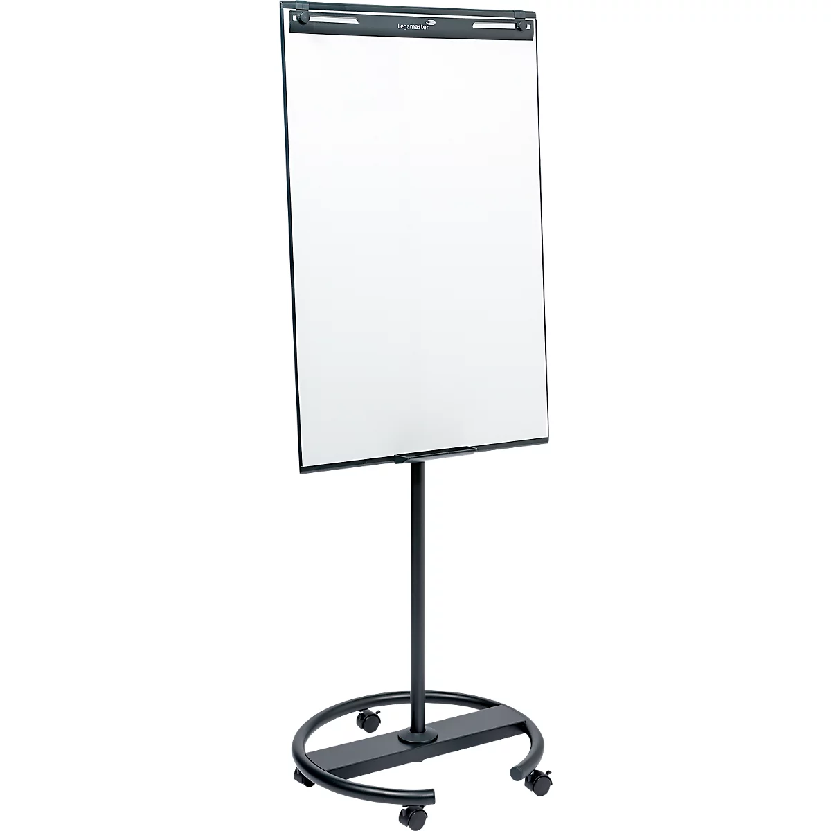 Tableau à feuilles mobiles Legamaster Sketch Easy, tableau magnétique, pied rond, avec bac de réception, L 680 x H 1050 mm, noir et blanc