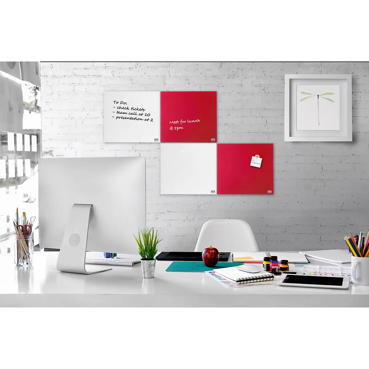 Tableau blanc en verre Nobo, verre de sécurité, sans cadre, magnétique, L 450 x H 450 mm, blanc