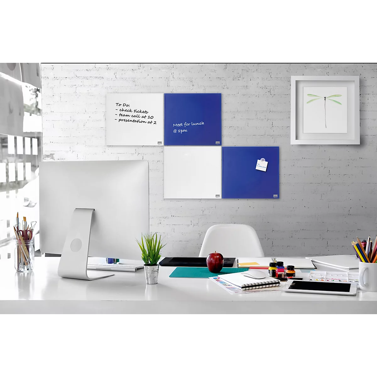 Tableau blanc en verre Nobo, verre de sécurité, sans cadre, magnétique, L 450 x H 450 mm, blanc