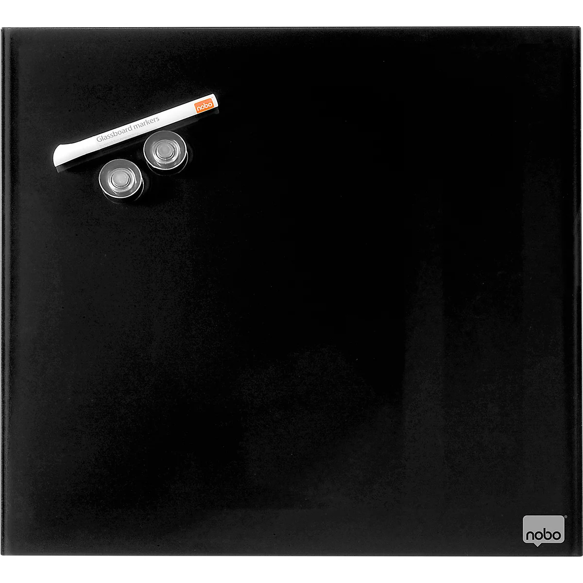 Tableau blanc en verre Nobo, verre de sécurité, sans cadre, magnétique, L 450 x H 450 mm, noir