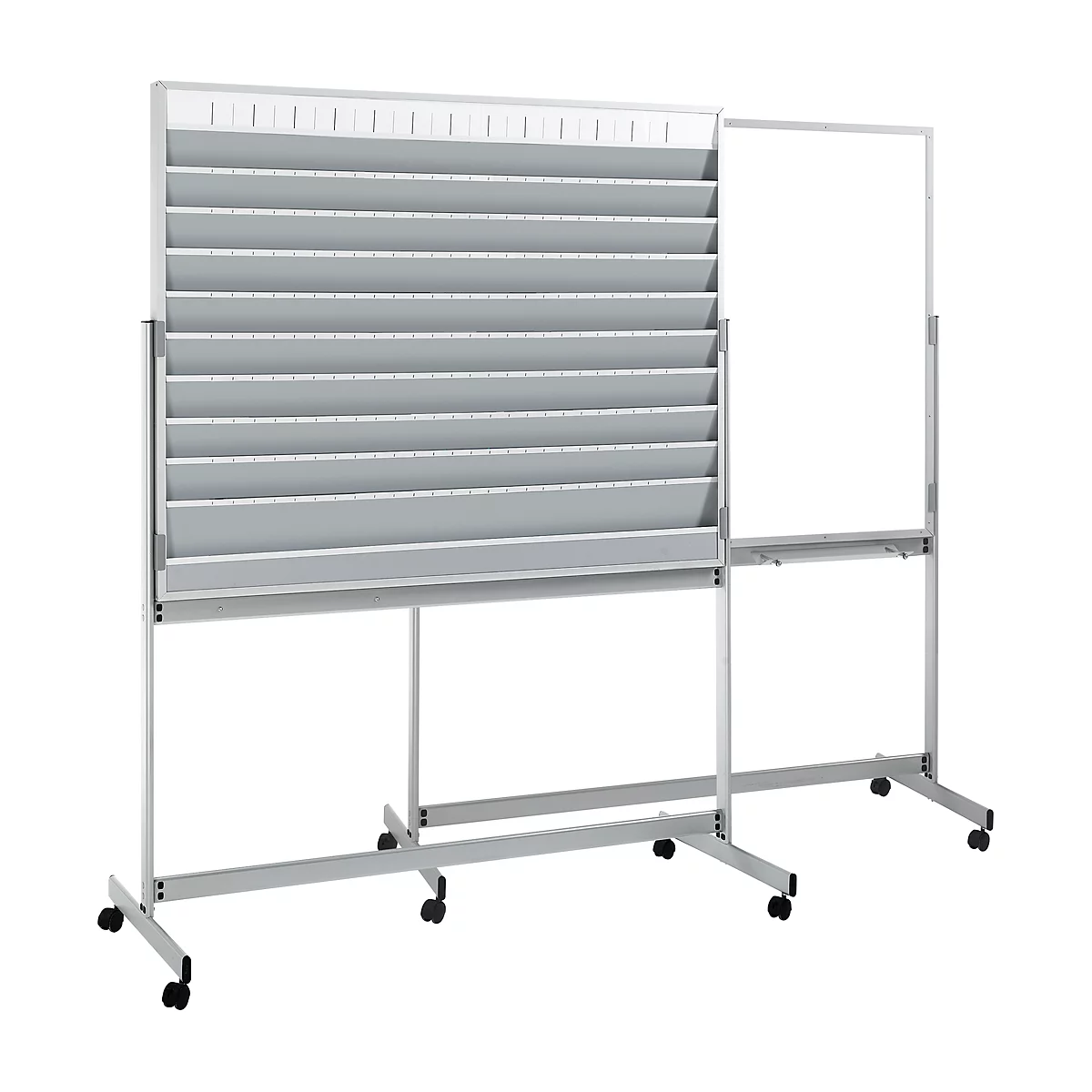 Tableau blanc et d'organisation, mobile, l. 1485 x H 1185 mm, avec fentes d'insertion