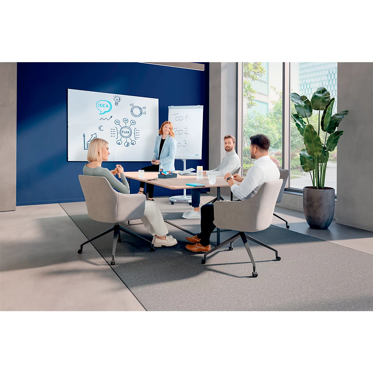 Tableau blanc Franken Infinity, sans cadre, extensible à volonté, magnétique, L 900 x H 600 mm, acier laqué, blanc, matériel de montage inclus