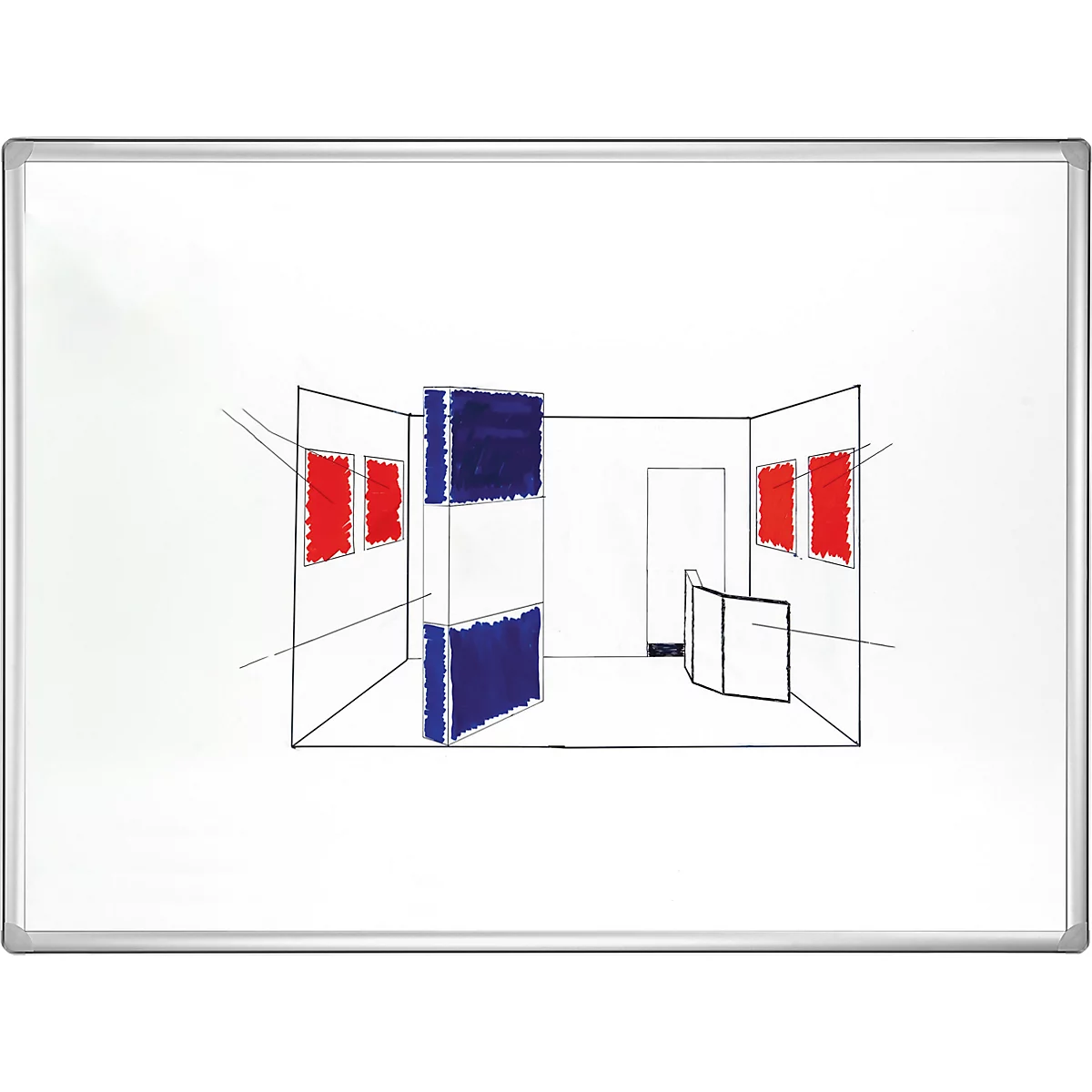 Tableau blanc Franken PRO, émaillé, montage mural en format vertical &amp; horizontal, acier laqué blanc &amp; cadre en aluminium, magnétique, bac de rangement, 1000 x 1500 mm
