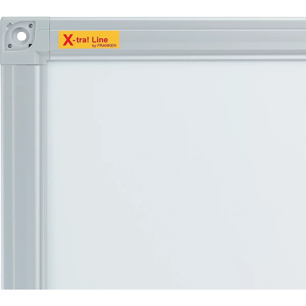 Tableau blanc Franken X-tra!Line, montage mural en format vertical &amp; horizontal, acier laqué blanc &amp; cadre en aluminium, magnétique, bac de rangement, L 1200 x H 1200 mm