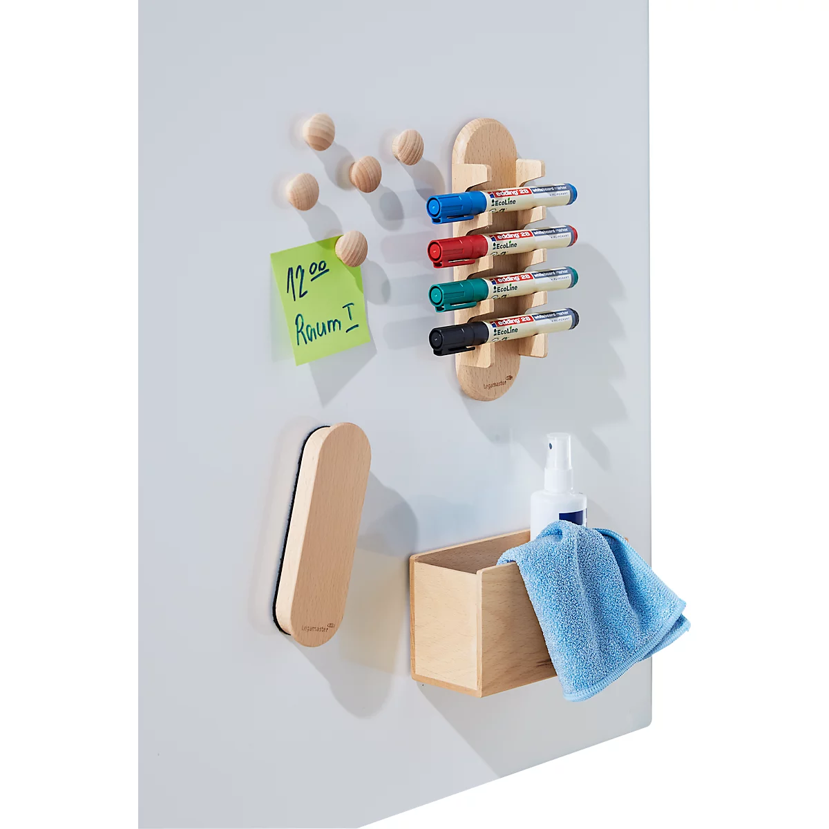 Tableau blanc Legamaster UNITE, magnétique, support pour marqueurs, L 1200 x P 12,6 x H 900 mm, acier laqué, blanc, y compris kit d'accessoires pour tableau blanc WOODEN, 17 pièces