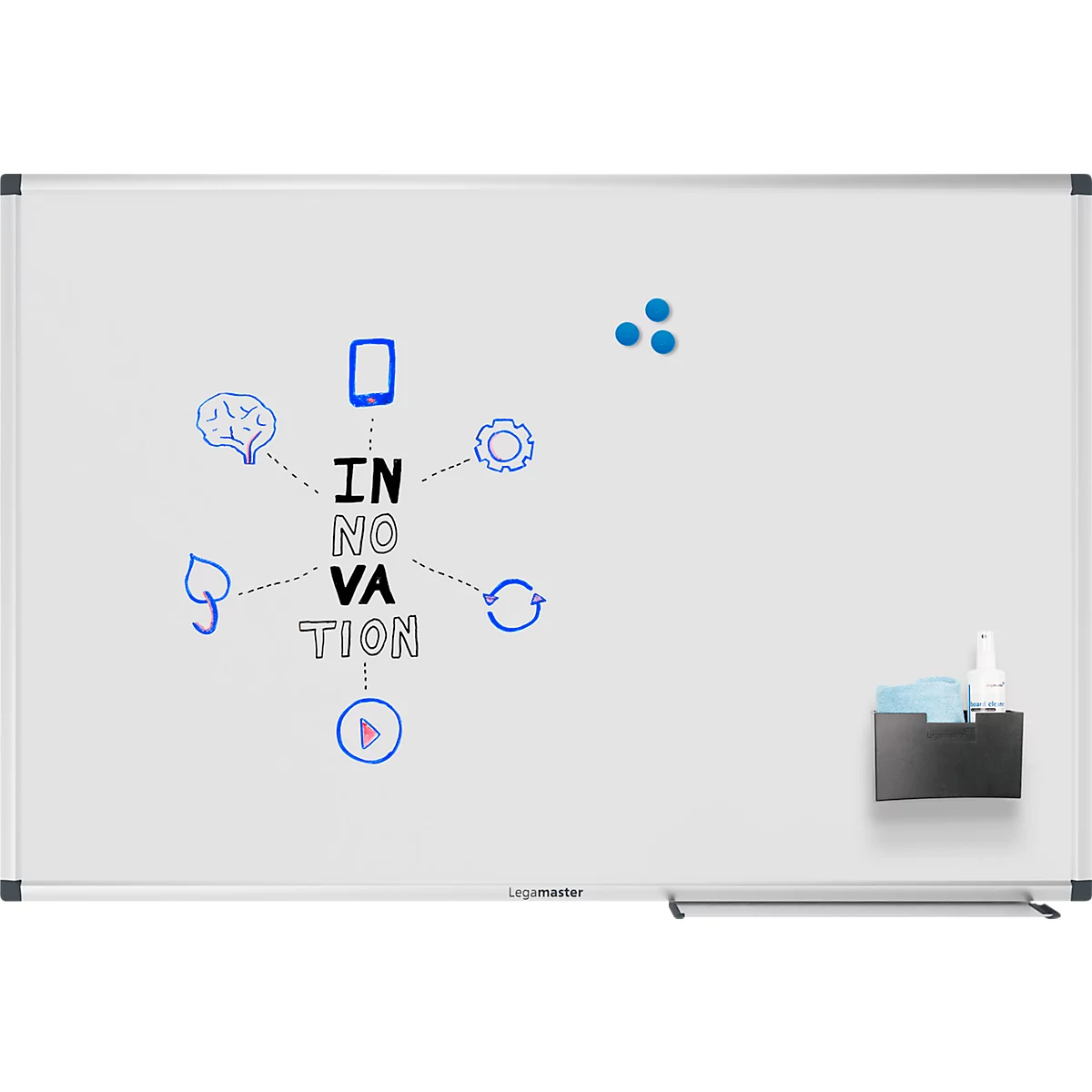 Tableau blanc Legamaster UNITE, magnétique, support pour marqueurs, L 900 x P 12,6 x H 600 mm, acier laqué, blanc