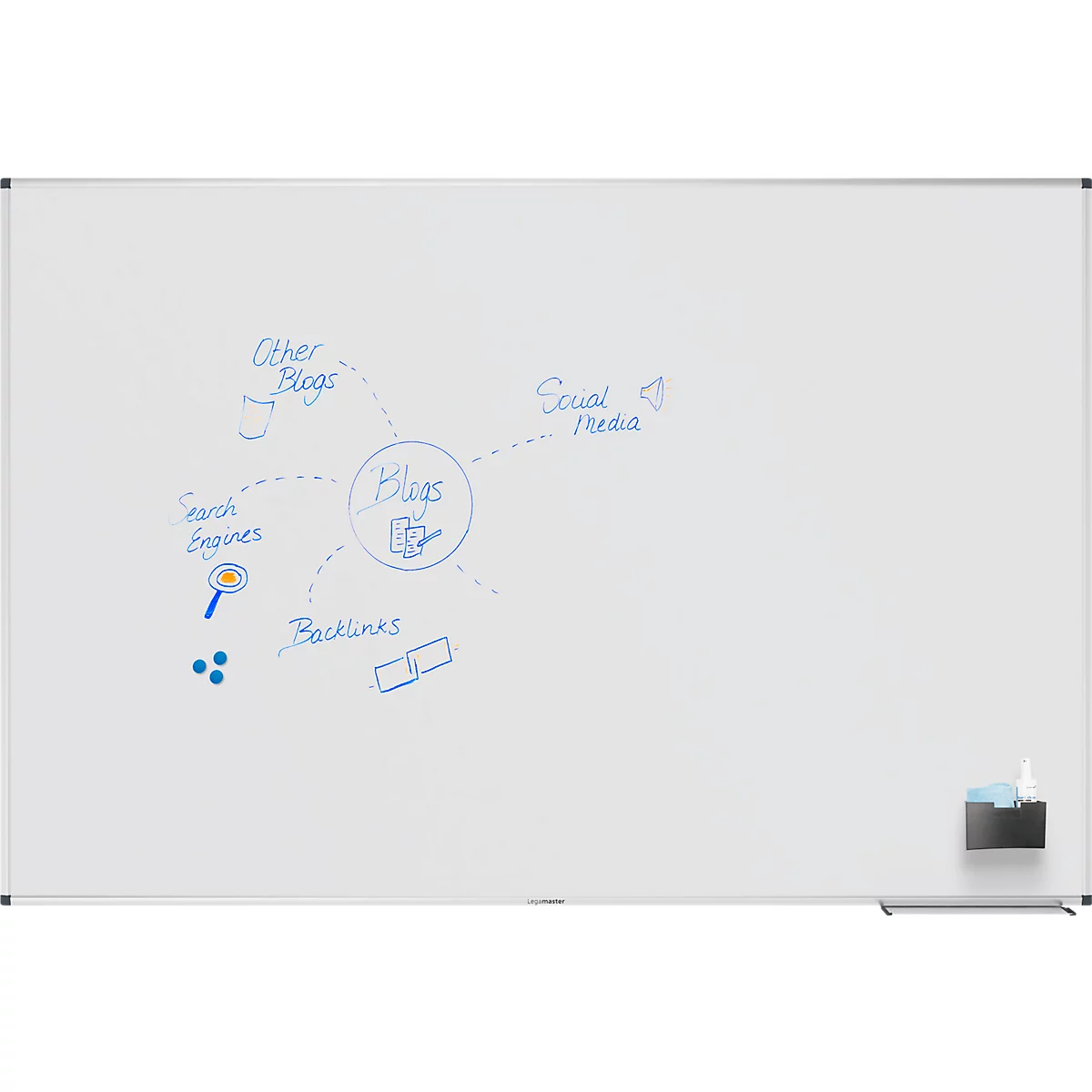 Tableau blanc Legamaster UNITE PLUS, magnétique, support pour marqueurs, L 1800 x P 12,6 x H 1200 mm, acier céramique émaillé, blanc