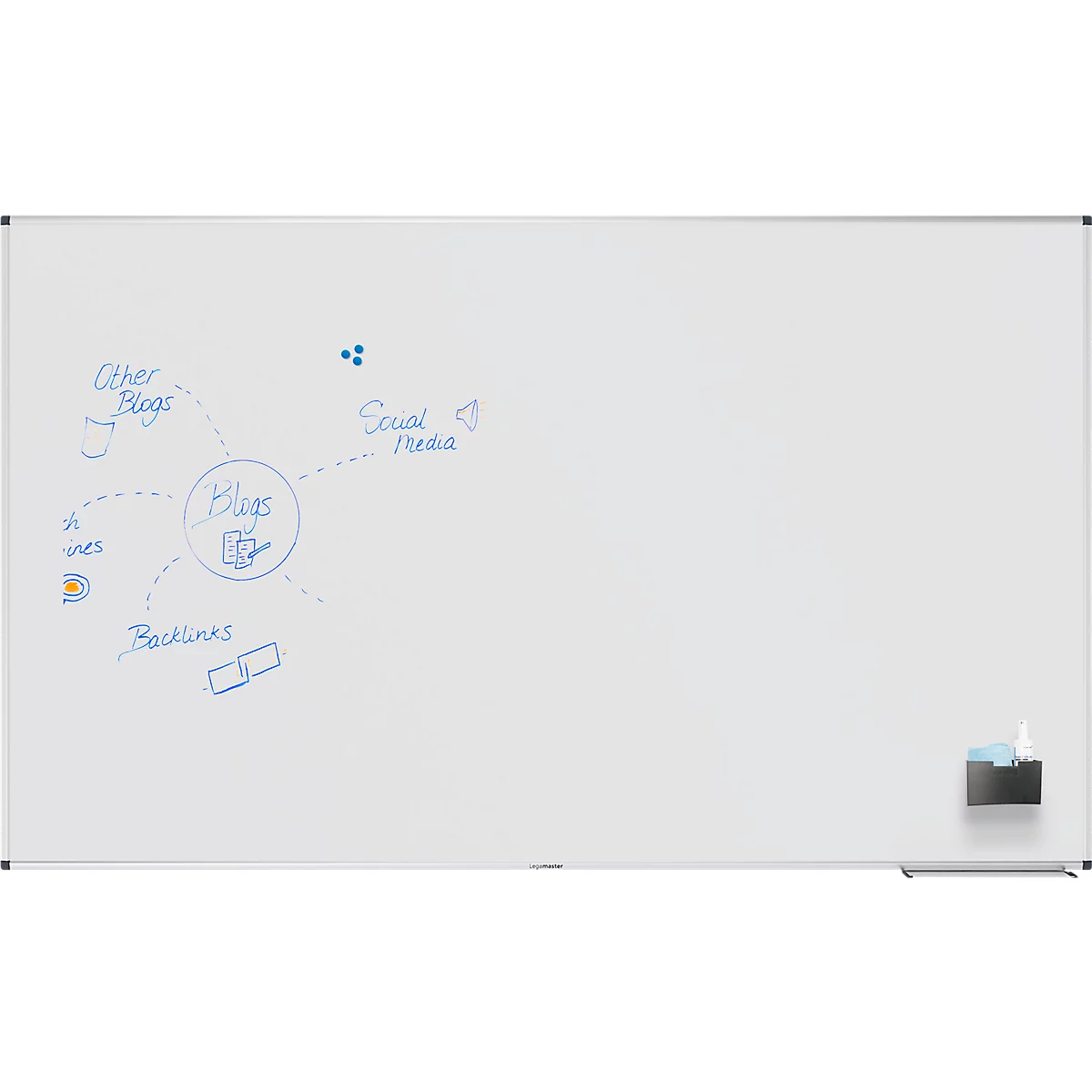 Tableau blanc Legamaster UNITE PLUS, magnétique, support pour marqueurs, L 2000 x P 12,6 x H 1200 mm, acier céramique émaillé, blanc