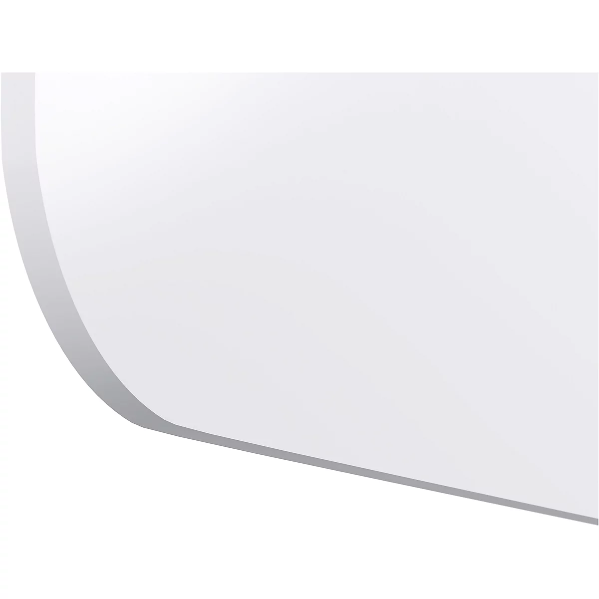 Section d'un objet blanc arrondi, avec un bord gris et un fond blanc.