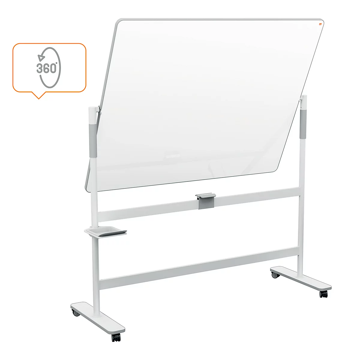 Tableau blanc mobile Move & Meet - utilisable des 2 côtés - laqué - pivotant - L 1500 x H 1200 mm