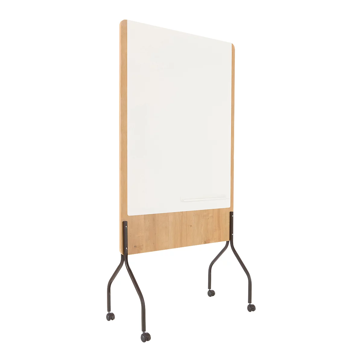 Tableau blanc mobile Rocada Natural, pivotant, magnétique, acier sur panneau de mélamine, surface du tableau de L 1000 x H 1200 mm