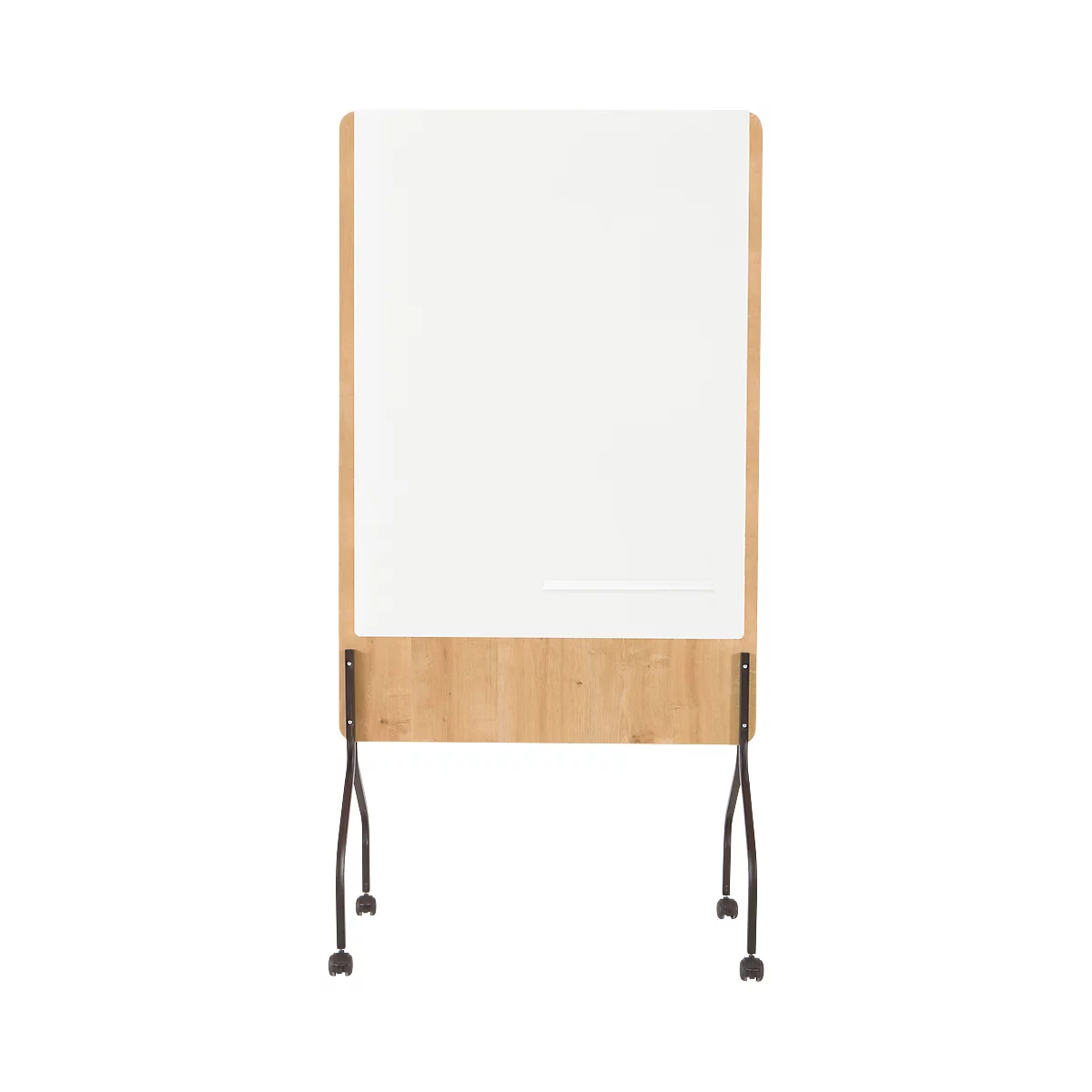 Tableau blanc mobile Rocada Natural, pivotant, magnétique, acier sur panneau de mélamine, surface du tableau de L 1000 x H 1200 mm