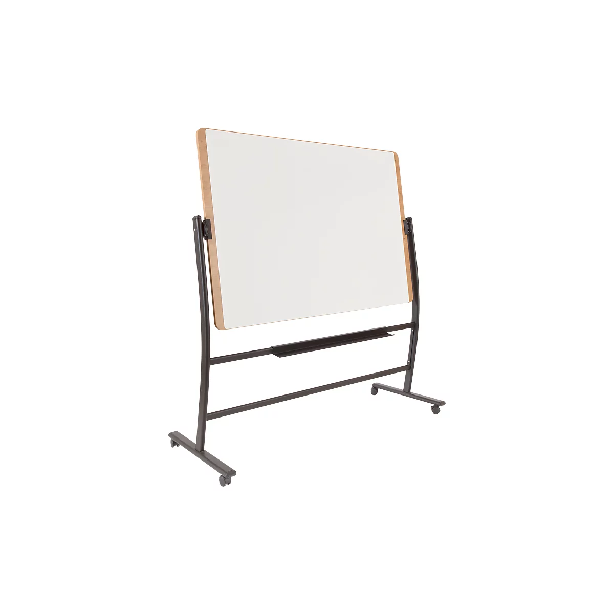 Tableau blanc mobile Rocada Natural, rotatif, magnétique, plateau de rangement, acier sur bois, L 1500 x H 1000 mm