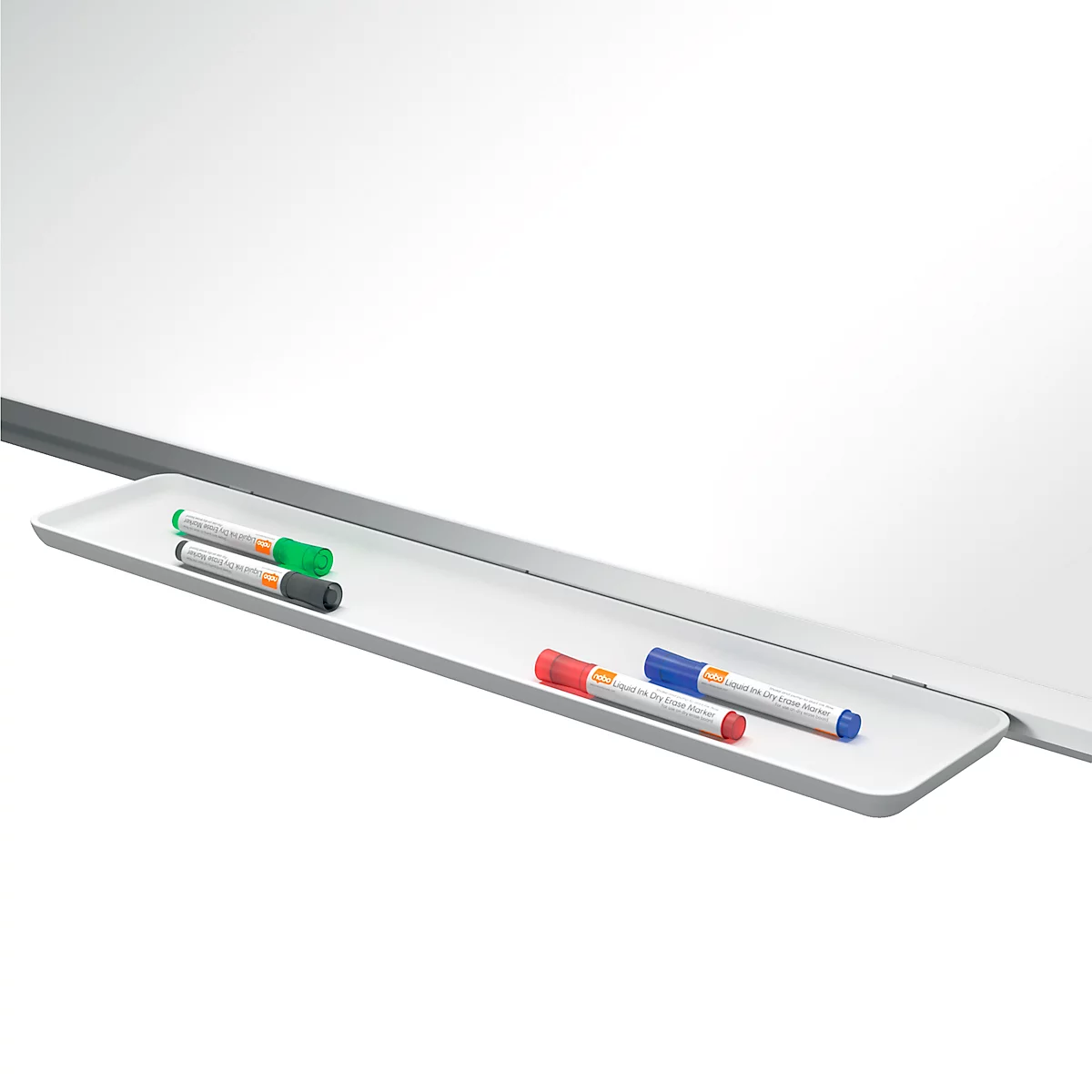 Tableau blanc Nobo Premium Plus, magnétique, avec bac de rangement, L 1500 x H 1000 mm, émaillé, blanc, marqueur pour tableau inclus