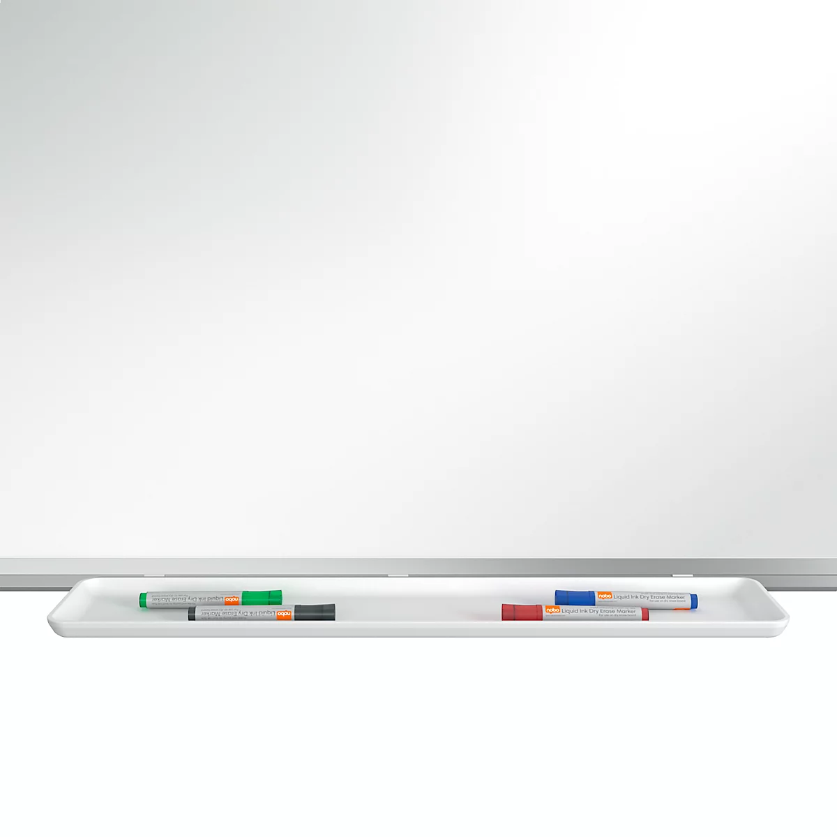 Tableau blanc Nobo Premium Plus, magnétique, avec bac de rangement, L 1500 x H 1000 mm, émaillé, blanc, marqueur pour tableau inclus