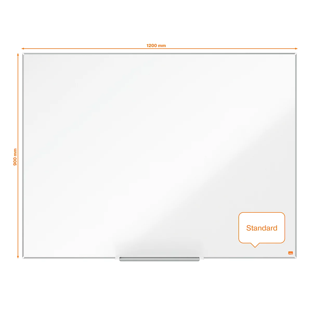 Tableau blanc Prestige nobo - cadre alu - surface émaillée - l. 1200 x H 900 mm - avec auget