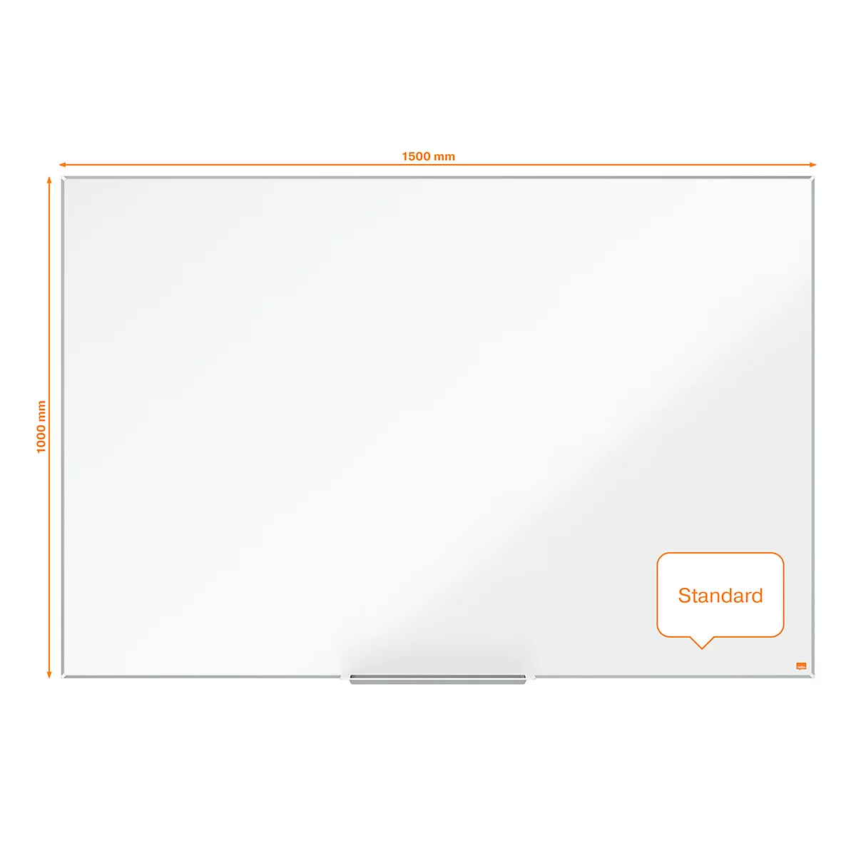 Tableau blanc Prestige nobo - cadre alu - surface émaillée - l. 1500 x H 1000 mm- avec auget
