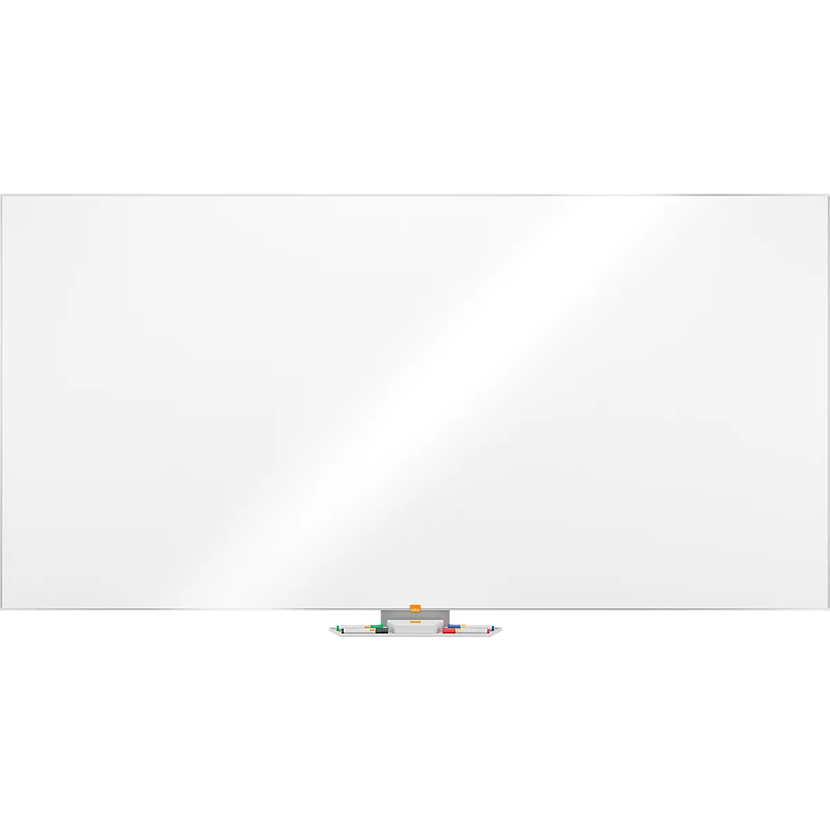 Tableau blanc Prestige nobo - cadre alu - surface émaillée - l. 2400 x H 1200 mm - avec auget