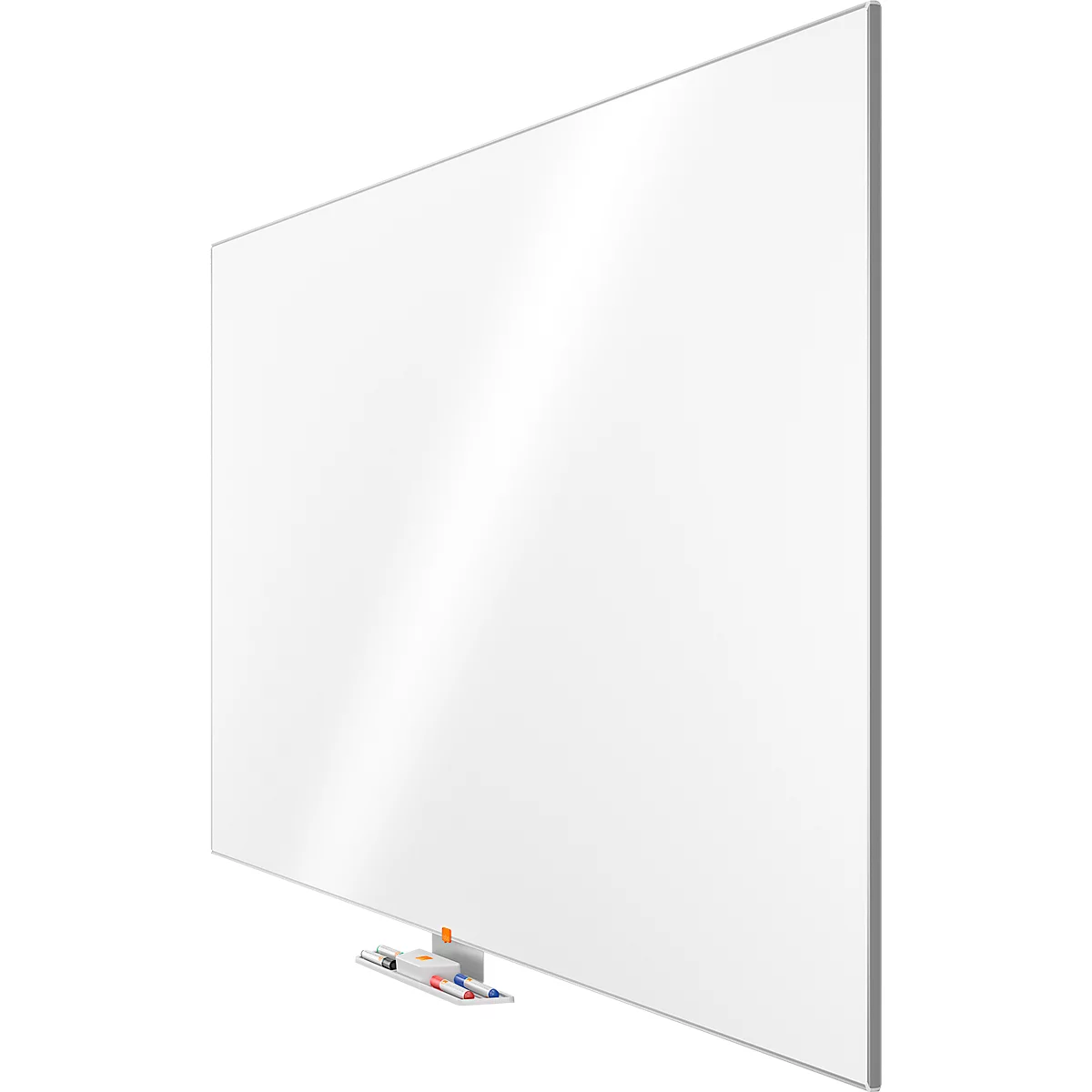 Tableau blanc Prestige nobo - cadre alu - surface émaillée - l. 2400 x H 1200 mm - avec auget
