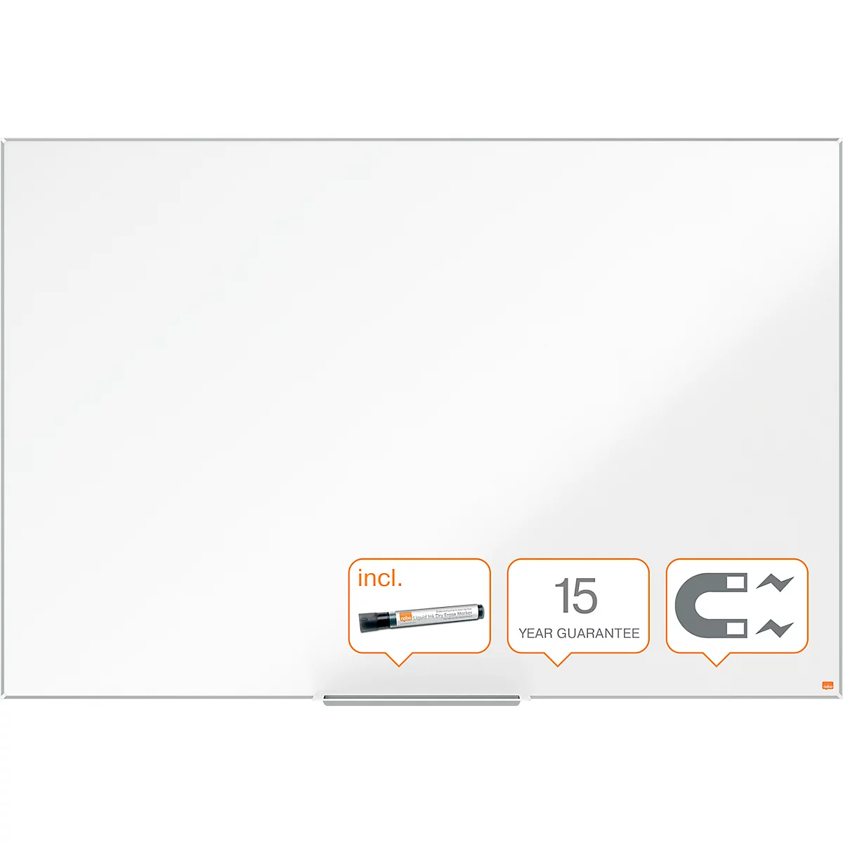 Tableau blanc Prestige nobo - cadre alu - surface Nano Clean - l. 1500 x H 1000 mm - avec auget