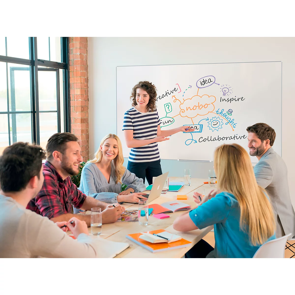 Tableau blanc Prestige nobo - cadre alu - surface Nano Clean - l. 1500 x H 1000 mm - avec auget