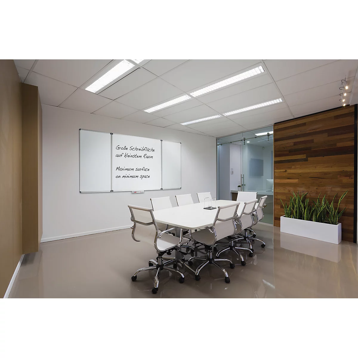 Tableau blanc rabattable MAULstandard - cadre alu - 2 ailes - surface plastifiée - l. 1500 x H 1000 mm