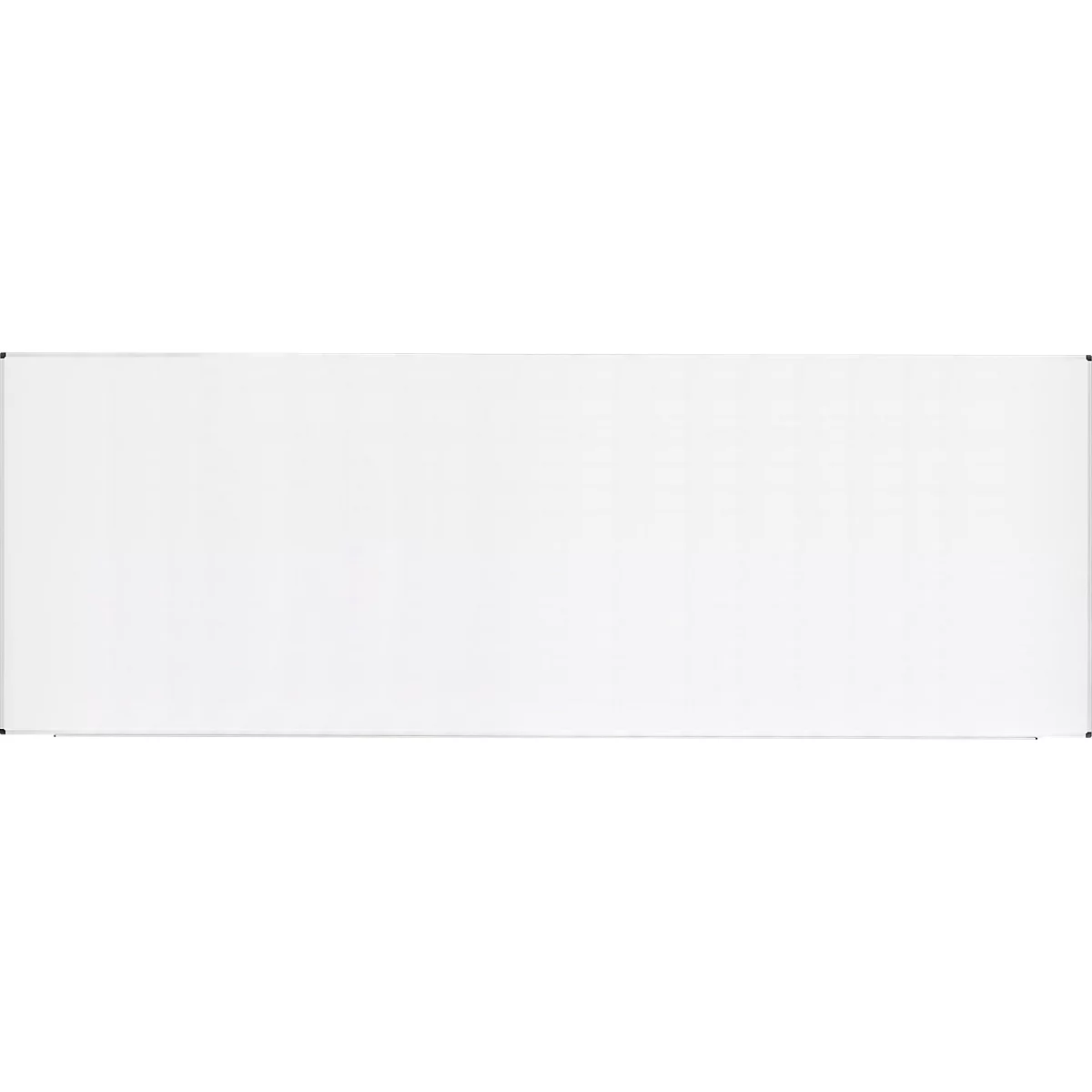 Un tableau blanc avec un cadre noir étroit.