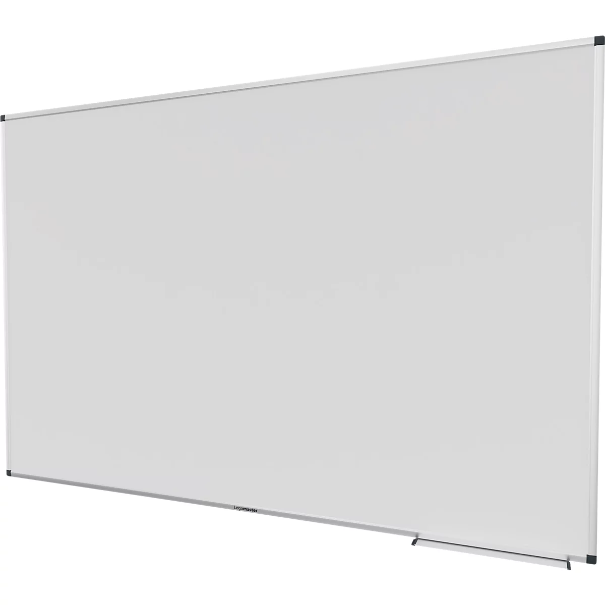 Tableau blanc avec cadre argenté. Une petite partie du porte-stylo est visible.