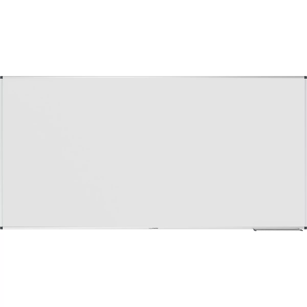 Tableau blanc rectangulaire avec un cadre fin et des joints d'angle.