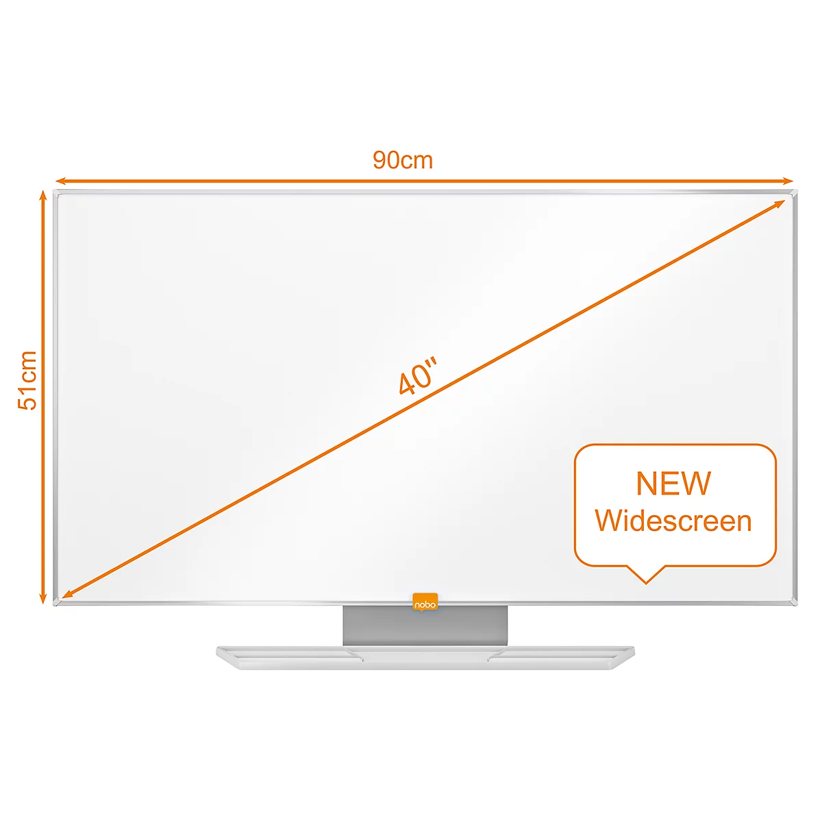Tableau blanc Widescreen nobo - cadre alu - émaillé - l. 890 x H 500 mm - avec auget