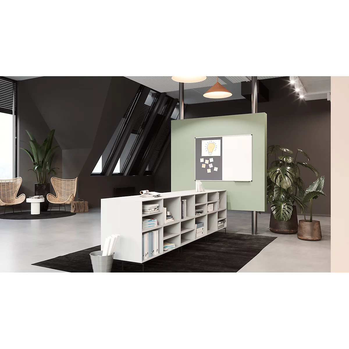 Tableau combiné Legamaster UNITE, tableau d'affichage &amp; tableau blanc, L 1200 x P 12,6 x H 900 mm, support pour marqueurs, acier laqué &amp; feutre, blanc &amp; gris