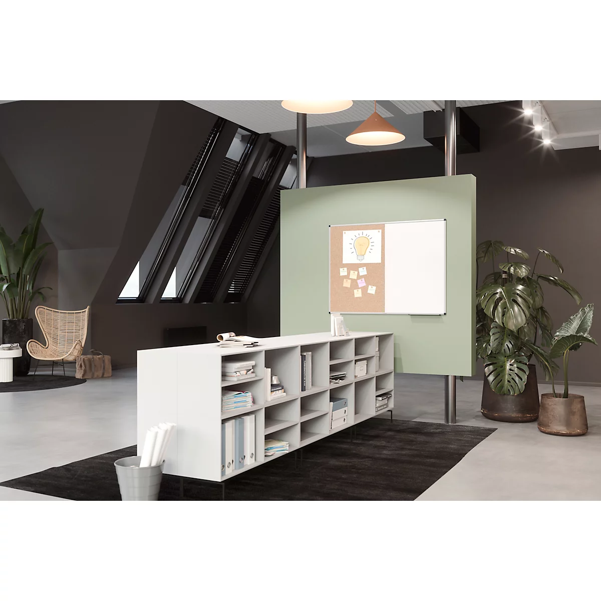 Tableau combiné Legamaster UNITE, tableau d'affichage &amp; tableau blanc, L 900 x P 12,6 x H 600 mm, acier laqué &amp; liège naturel, blanc &amp; marron