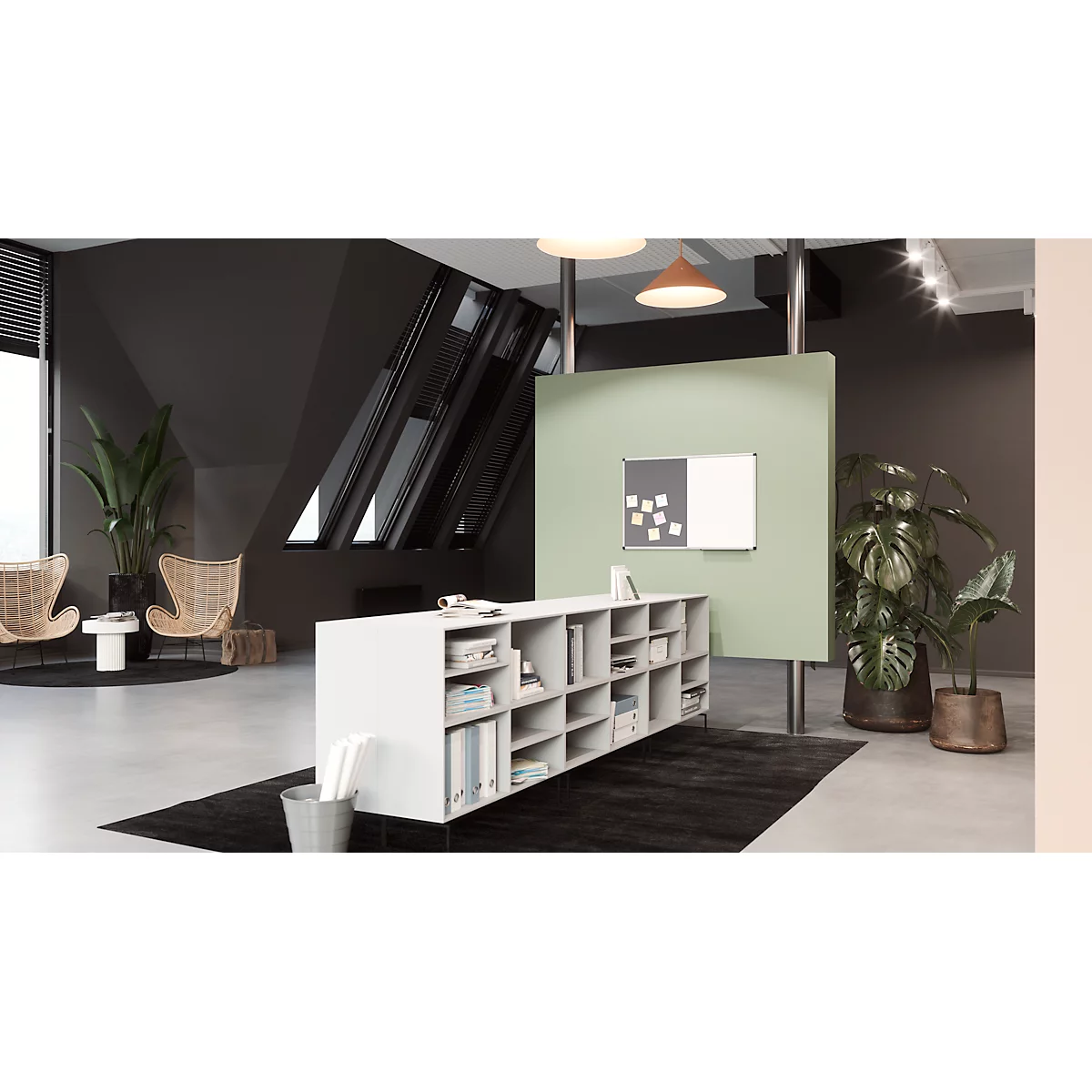 Tableau combiné Legamaster UNITE, tableau d'affichage &amp; tableau blanc, L 900 x P 12,6 x H 600 mm, support pour marqueurs, acier laqué &amp; feutre, blanc &amp; gris