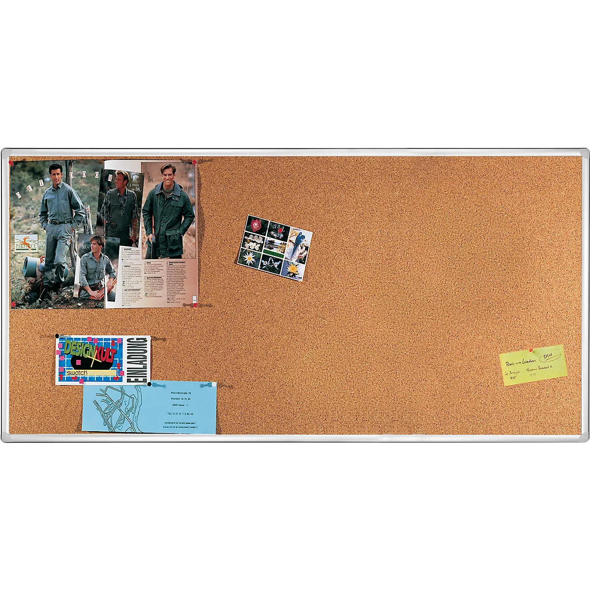 Tableau d'affichage Franken PRO, liège, montage mural en format portrait &amp; paysage, cadre aluminium, 1800 x 900 mm, KT8407