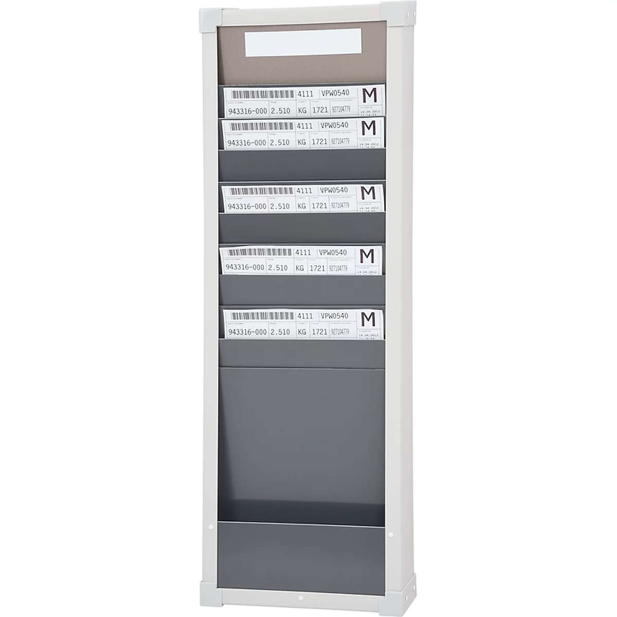 Tableau d’organisation à cartes série 9219 Eichner, idéal pour format A4, 1 colonne, H 750 x l. 260 mm