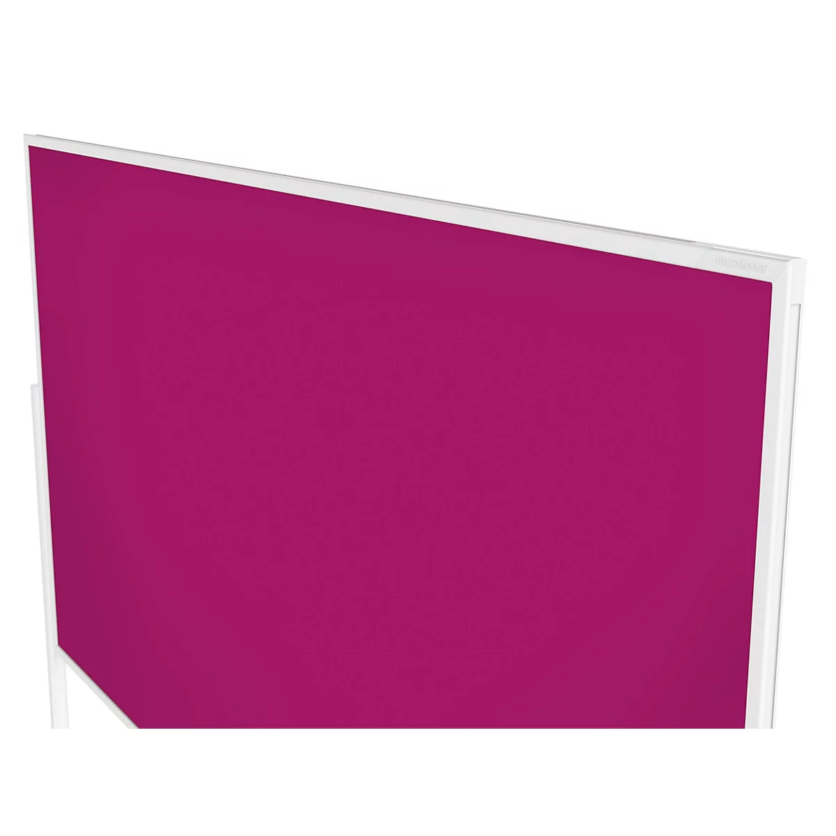 Une cloison de séparation magenta avec un cadre blanc sur fond neutre.
