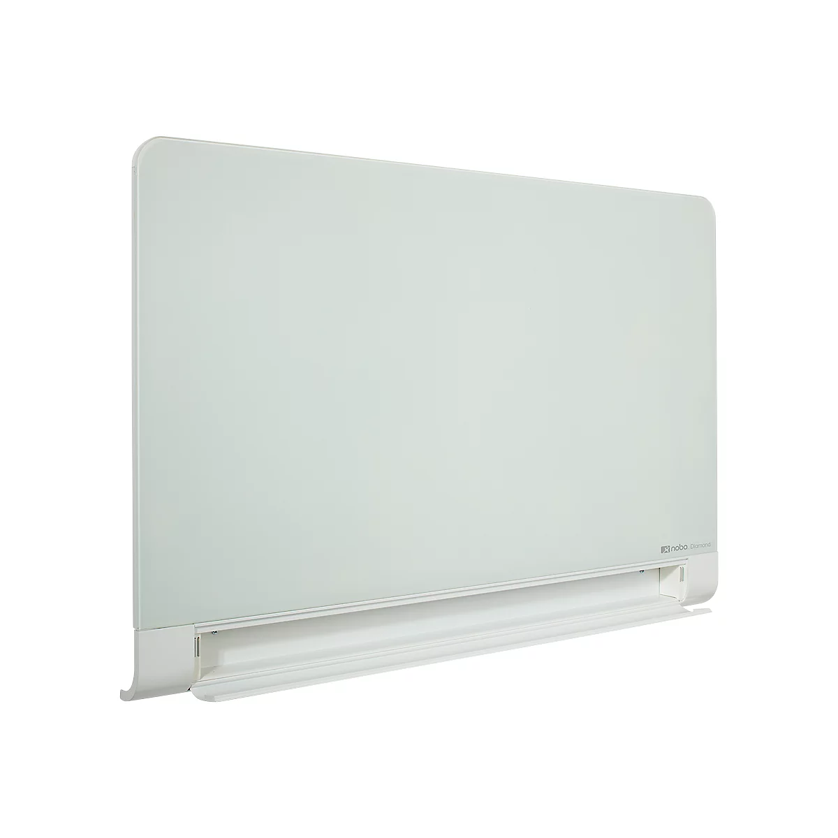 Tableau en verre Diamond Nobo, coins arrondis, avec 1 stylo et 2 aimants, 1000 x 560 mm