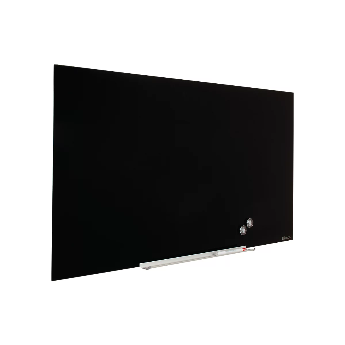 Tableau en verre Diamond Nobo, magnétique, attachable, noir, 1880 x 1060